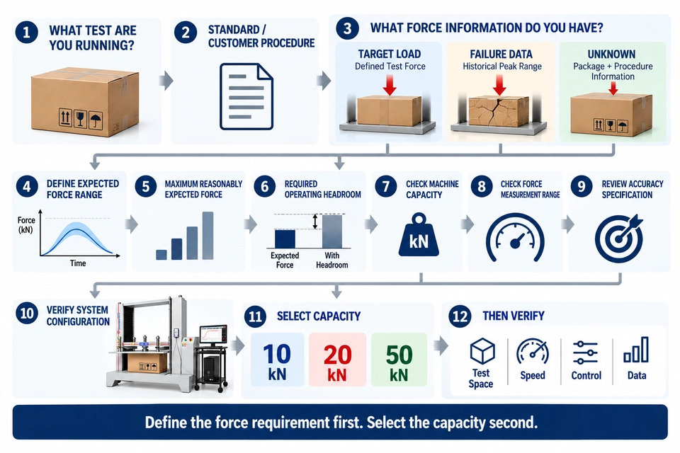 packaging compression tester capacity selection roadmap